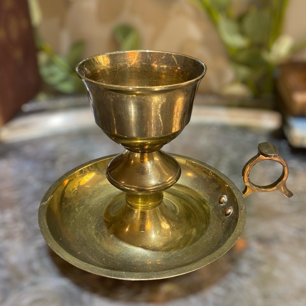 Vintage Solid Brass Chamberstick Candlestick Holder